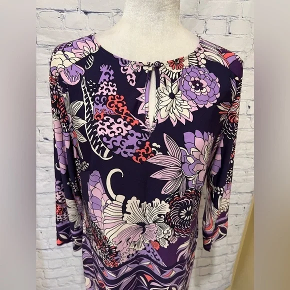 Donna Morgan Purple Floral Dress size 12 - Picture 2 of 8